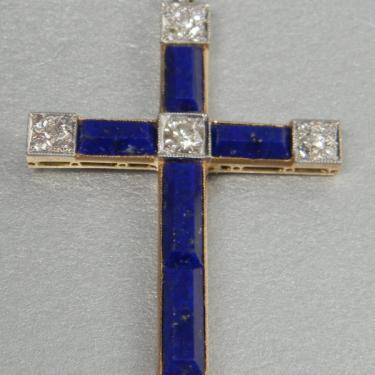 Lapis Lazuli Diamond Cross English Circa 1900 Db Gems