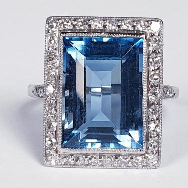 Santa Maria Aquamarine and Diamond Art Deco Ring | DB Gems