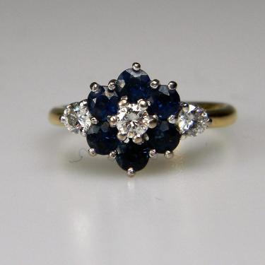 Sapphire and Diamond Cluster Ring | DB Gems