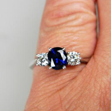 Sapphire and Diamond Three Stone Engagement Ring | DB Gems