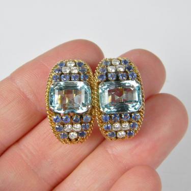 Aquamarine, Sapphire & Diamond Earrings | DB Gems