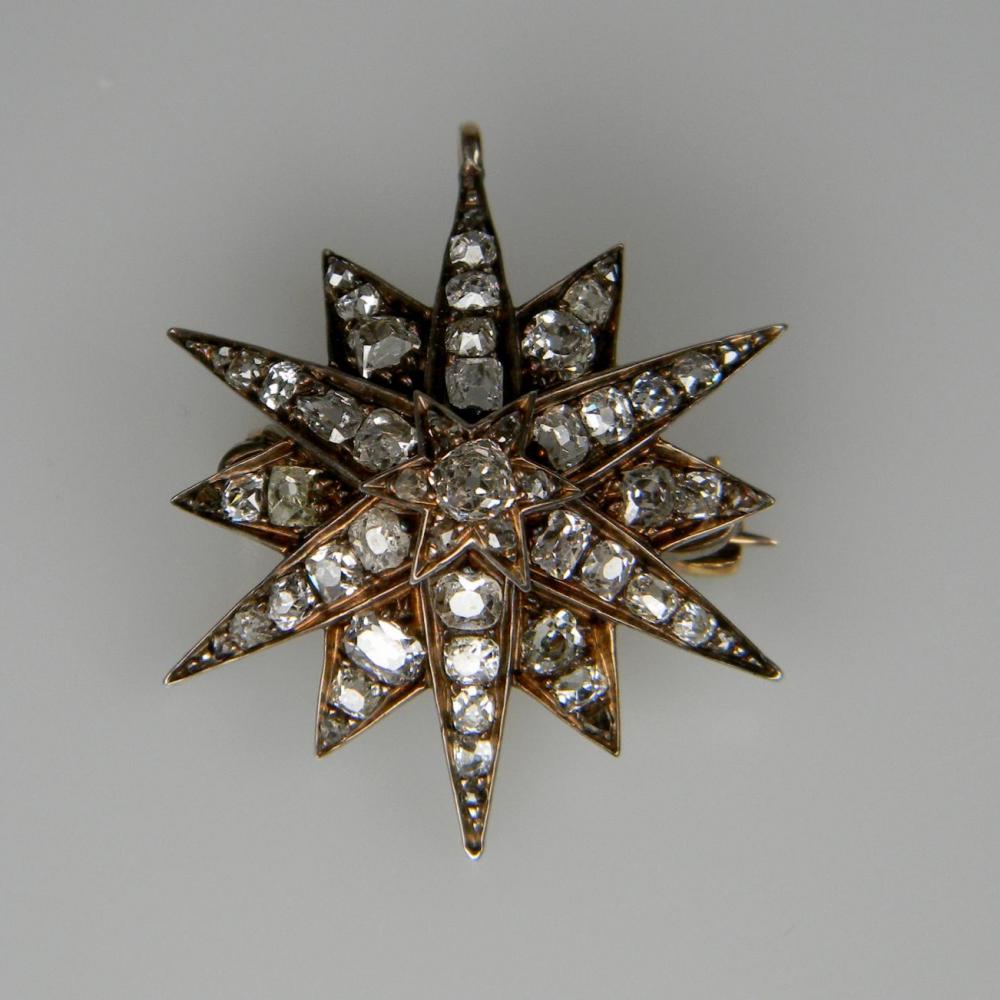 victorian diamond star brooch