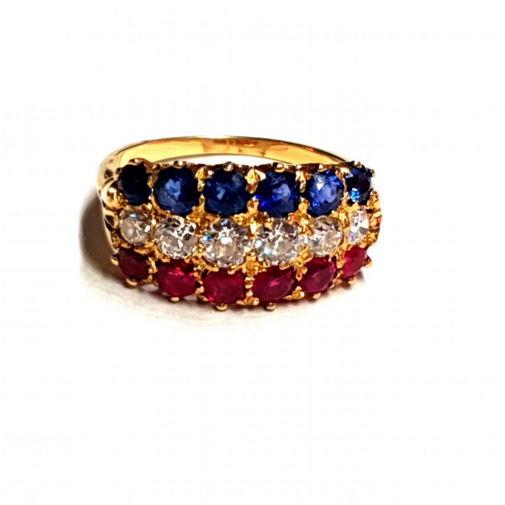 Antique Ruby, Diamond And Sapphire Ring | DB Gems