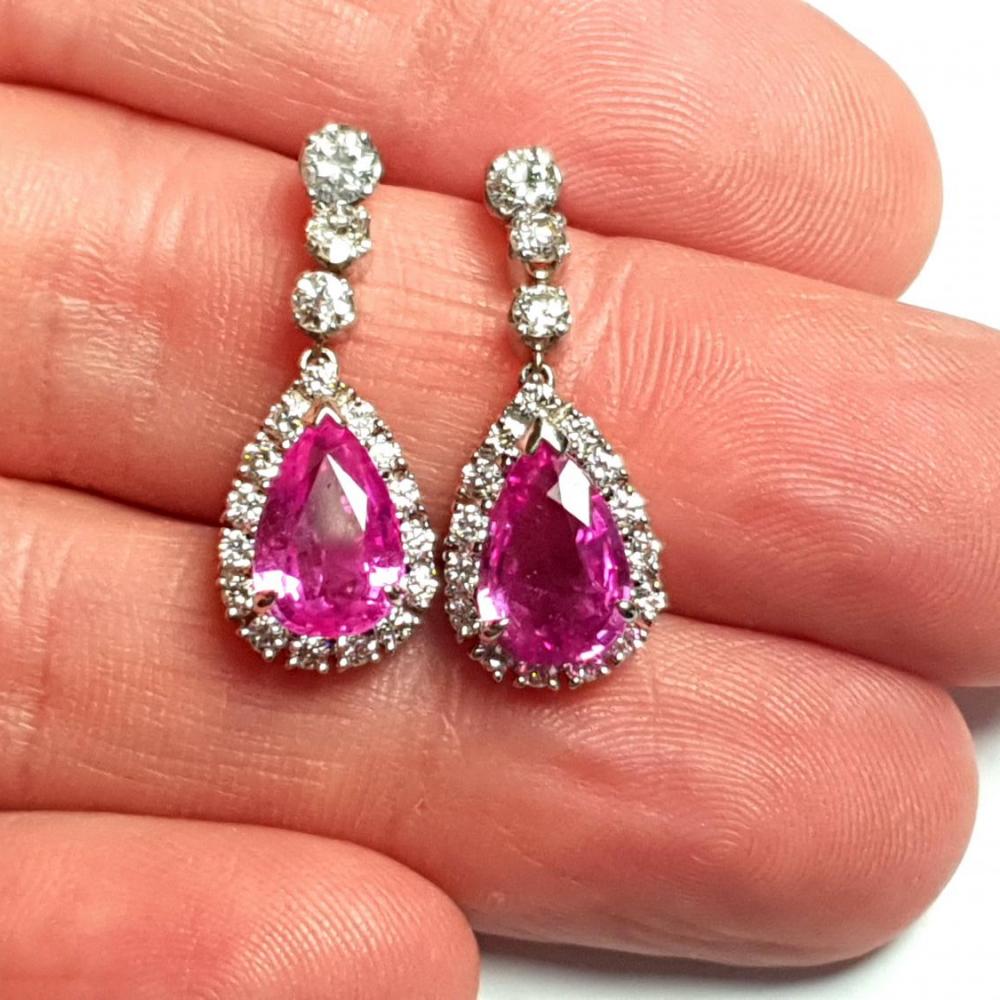 Pink sapphire diamond deals earrings