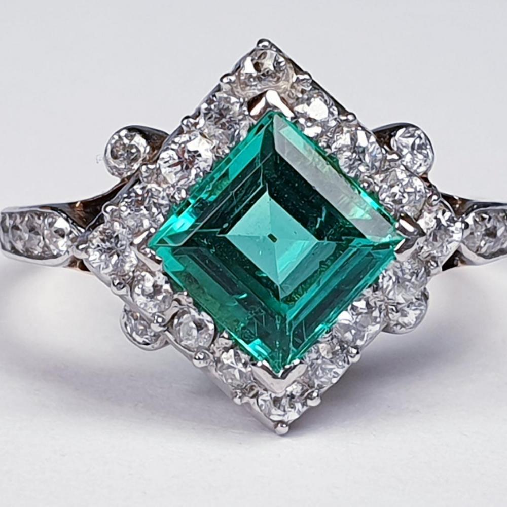 Terrific Edwardian Emerald and Diamond Ring | DB Gems