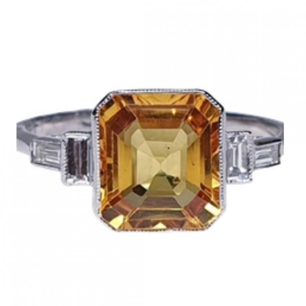 Yellow sapphire and diamond engagement ring | DB Gems