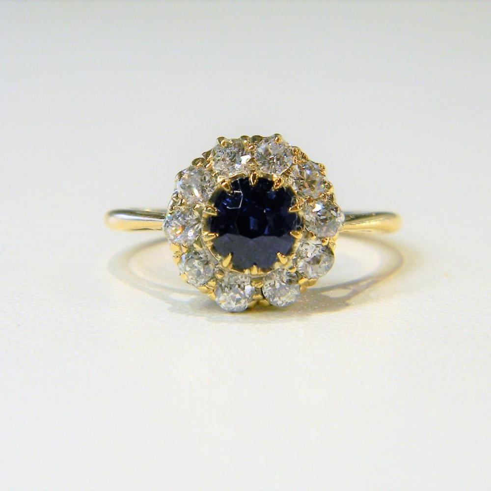 Sapphire and Diamond Cluster Ring | DB Gems