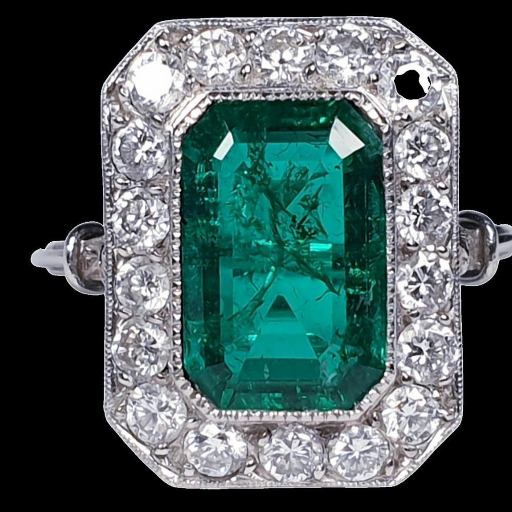 emerald and diamond dress ring