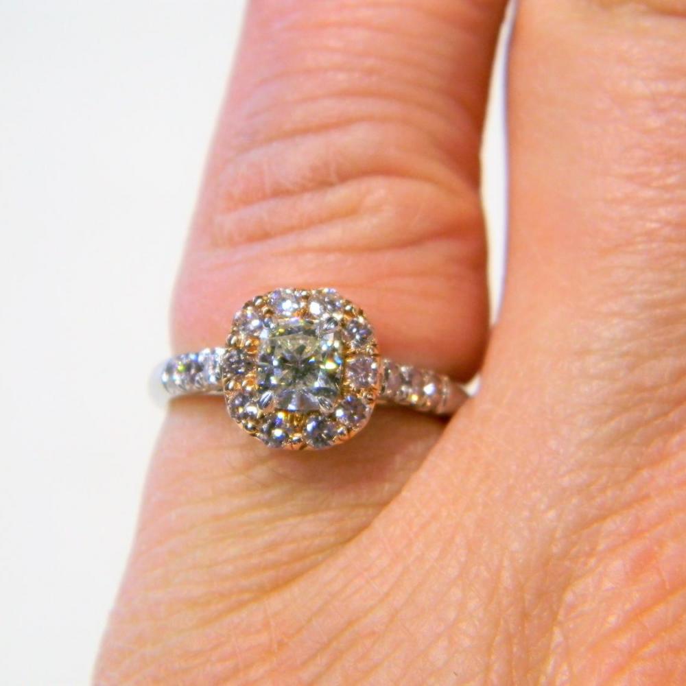 Radiant Cut Diamond and Pink Diamond Engagement Ring | DB Gems