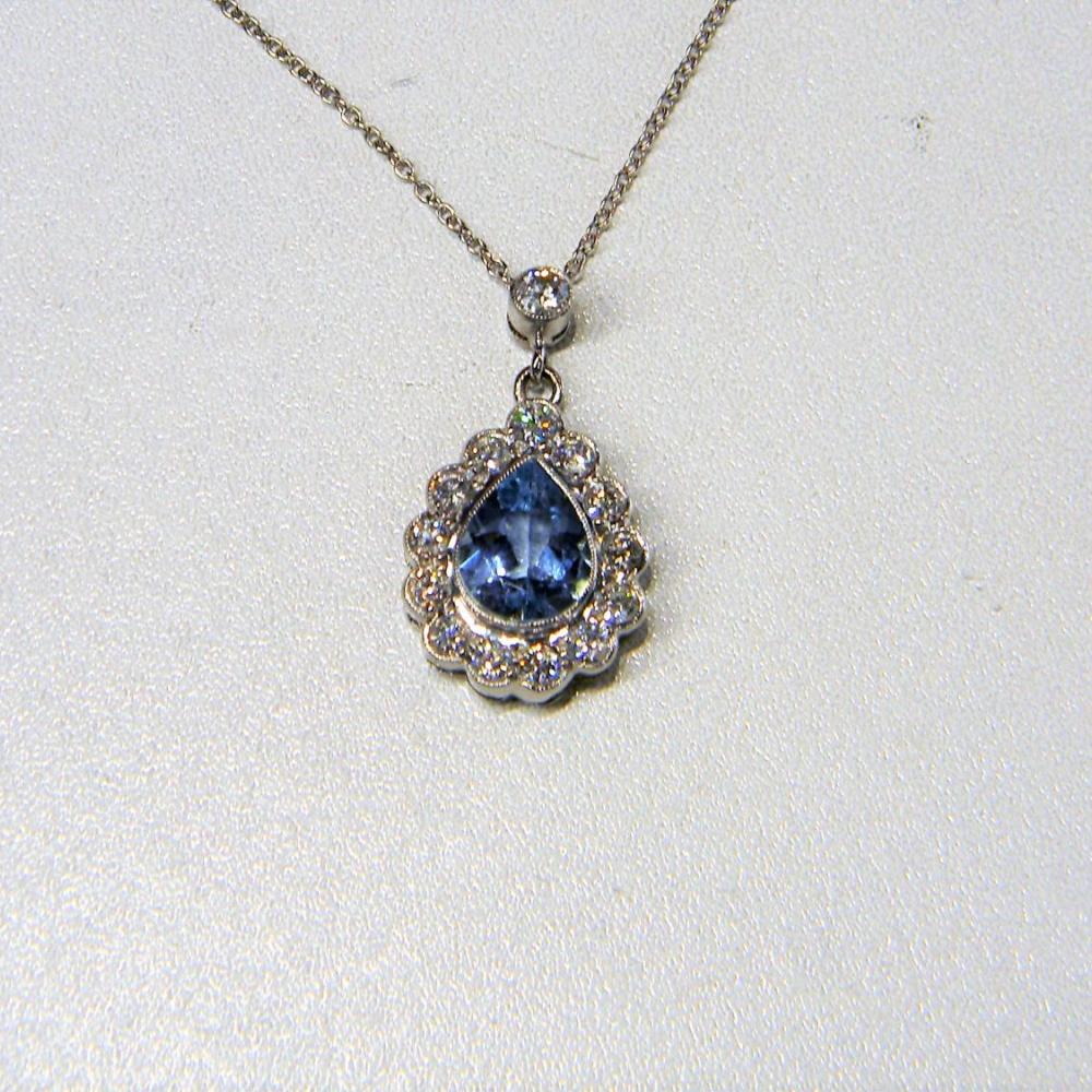 Aquamarine And Diamond Pendant | DB Gems